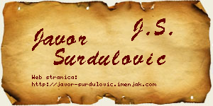 Javor Surdulović vizit kartica